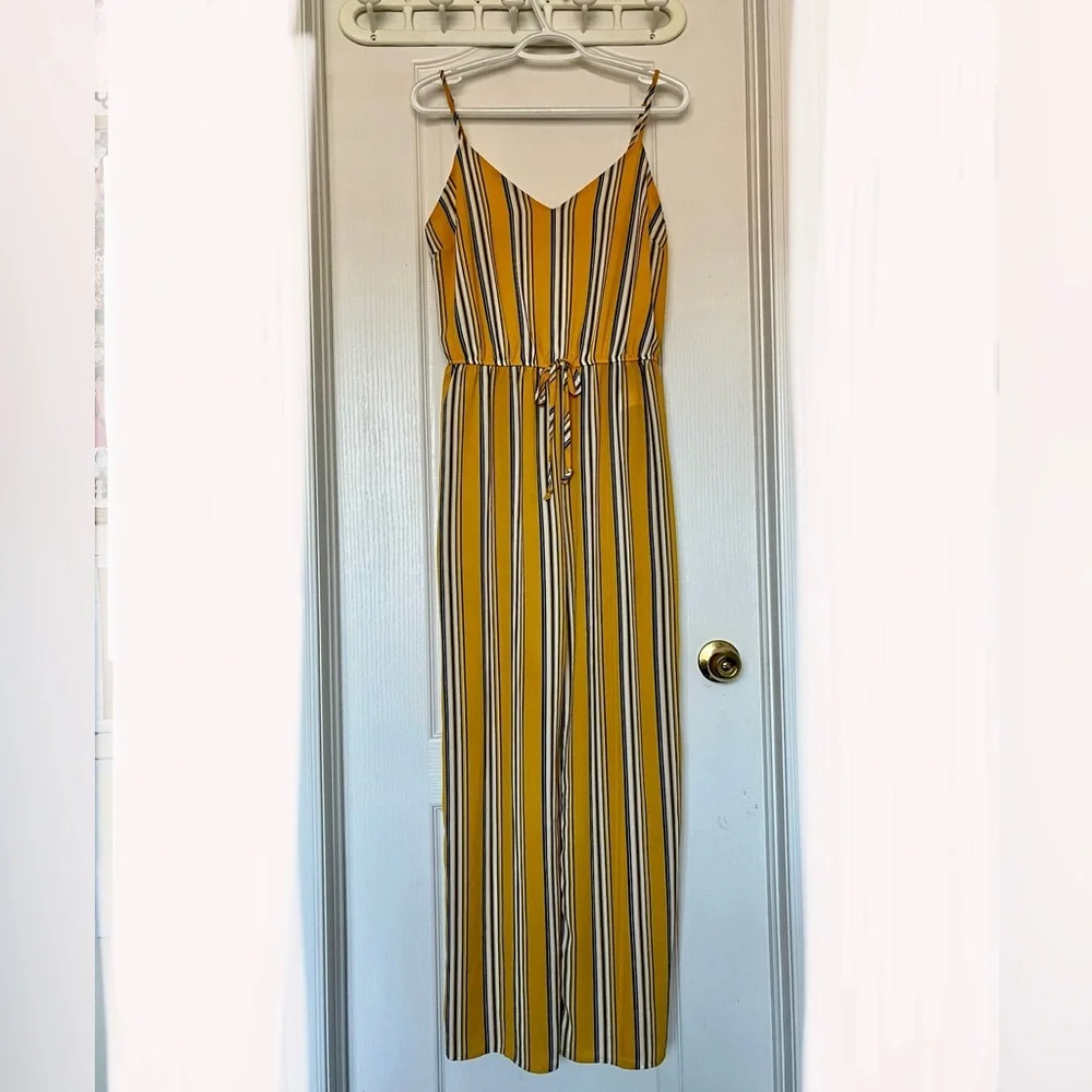 Striped Yellow Jumpsuit - Picture 4 of 5